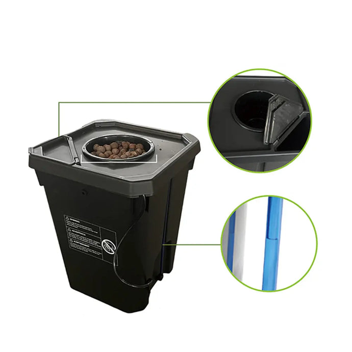 Deep Water Culture (DWC) Bucket Kit – 5-Gallon Square with Level Indicator